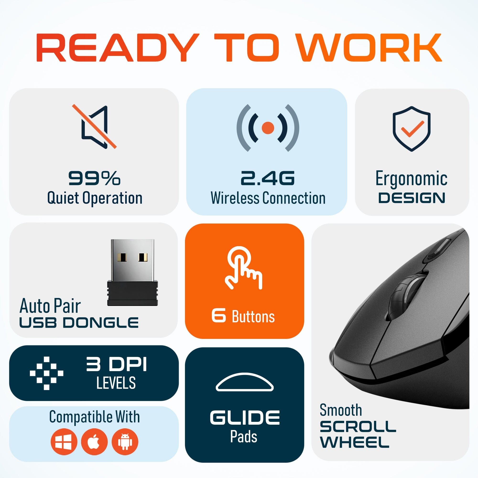 Delton S30 Ergonomic 2.4G Wireless Mouse Optical Computer Pointing Device Wireless Mouse - Tophatter Daily Deals